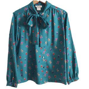 Vintage Necktie Blouse in Dancing Ladies Print